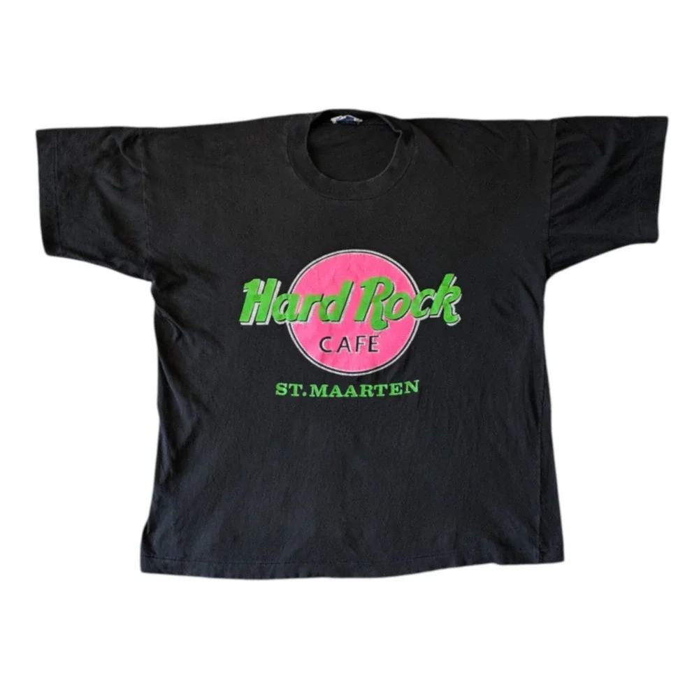 Vintage Hard Rock Cafe St. Maarten T Shirt Single Stitch 80s 90s Grunge Hot Pink